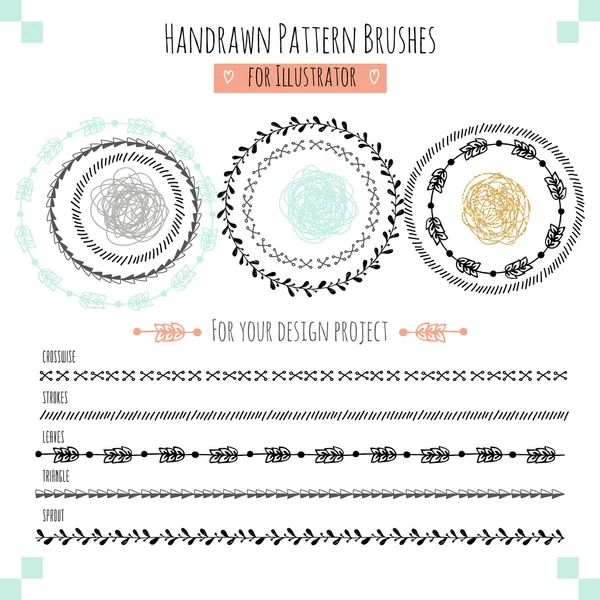 Vektör desen elle çizilmiş fırçaları ile ayarla