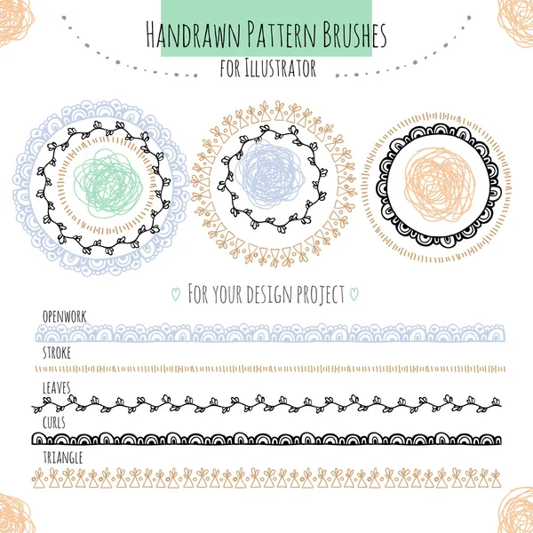 Vektör desen elle çizilmiş fırçaları ile ayarla