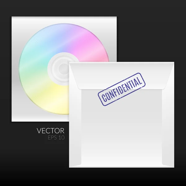 Disco de CD ou DVD com envelope de embalagem —  Vetores de Stock
