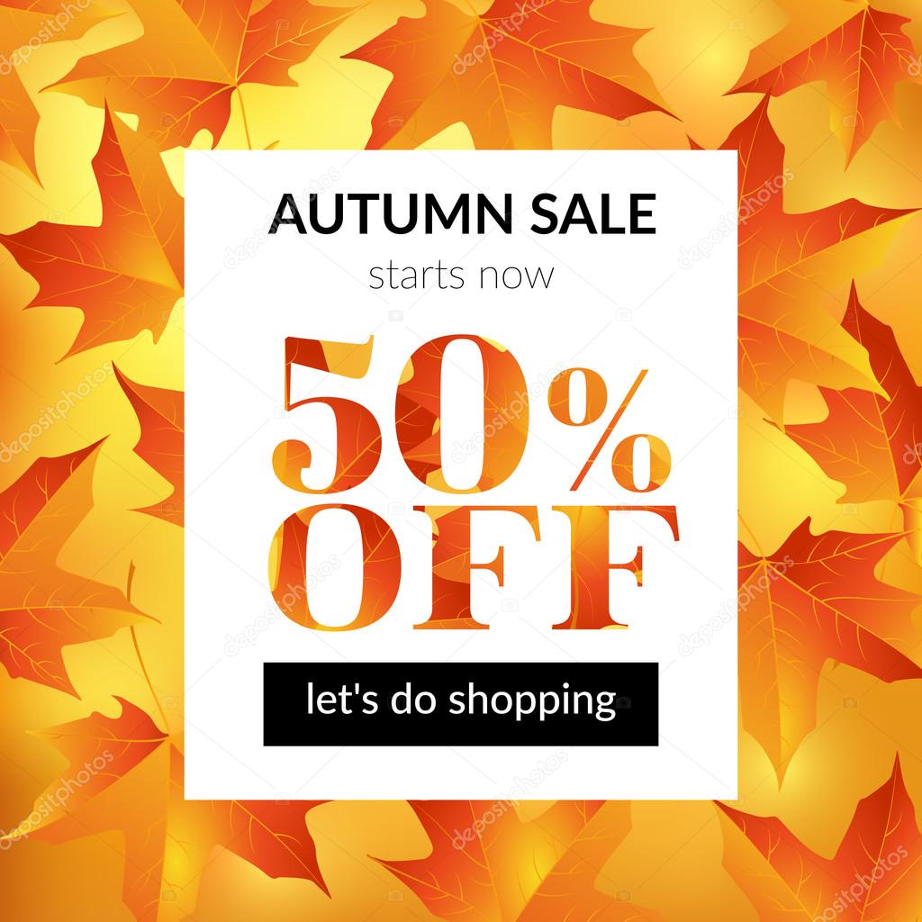 Autumn sale background with maple leaves