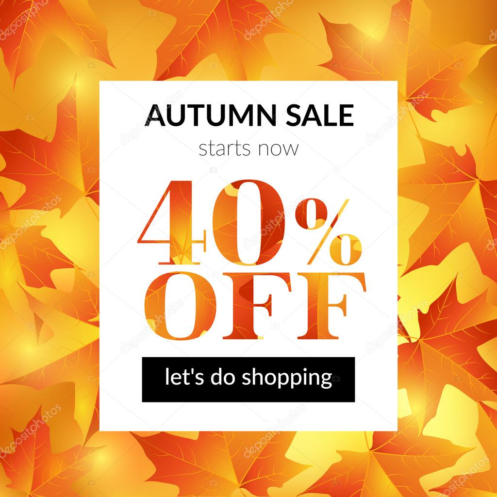 Autumn sale background with maple leaves