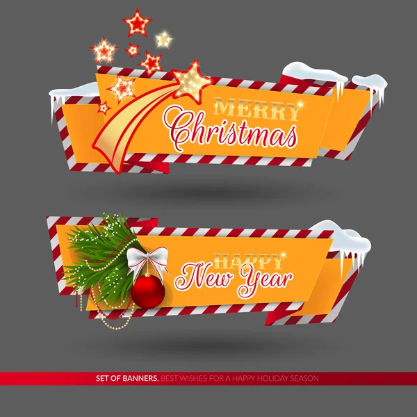 Uppsättning banners för jul- och nyårshelgerna — Stock vektor