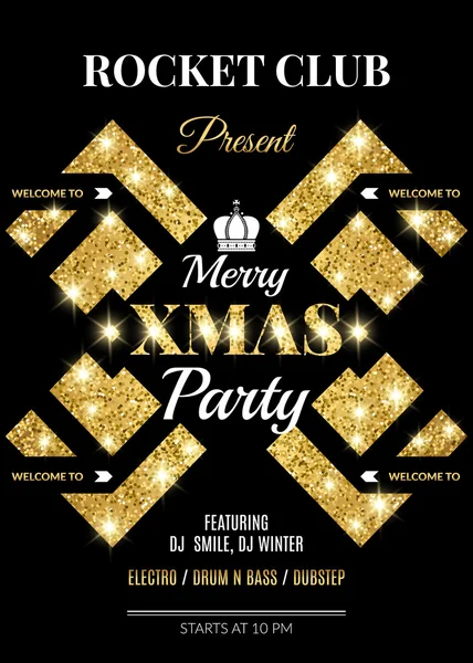 Merry Xmas parti. Gece kulübü flyer şablonu