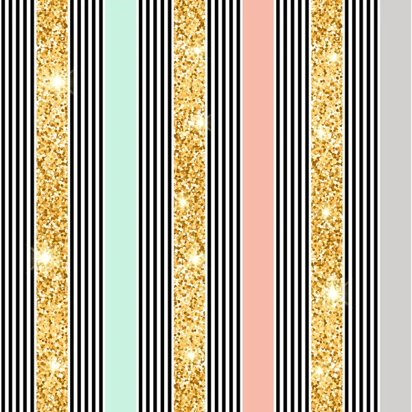 Seamless modern pattern with stripes and glitter — Stock Vector