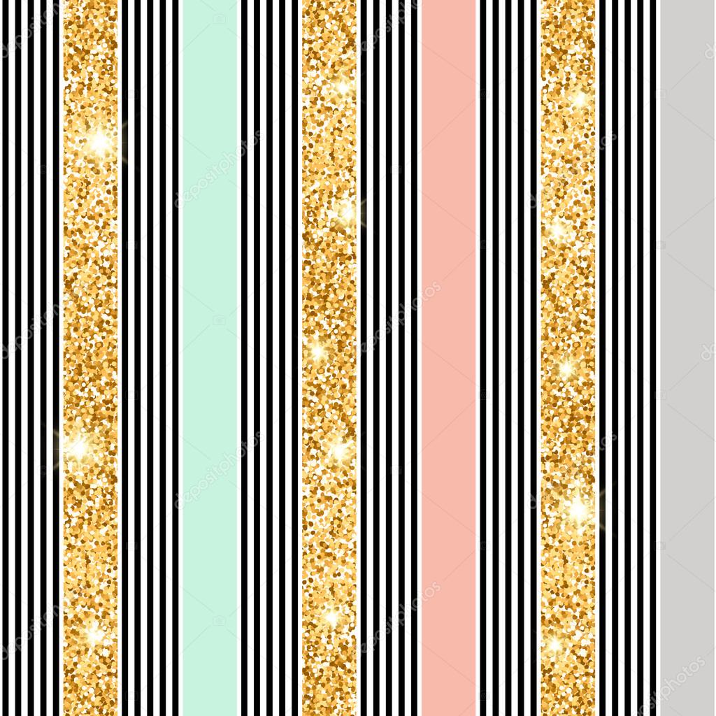 Seamless modern pattern with stripes and glitter