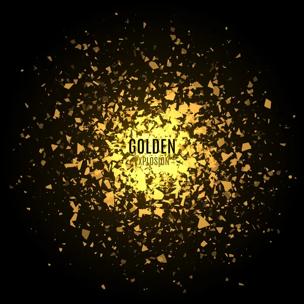 爆発と抽象的な黄金背景 — ストックベクタ