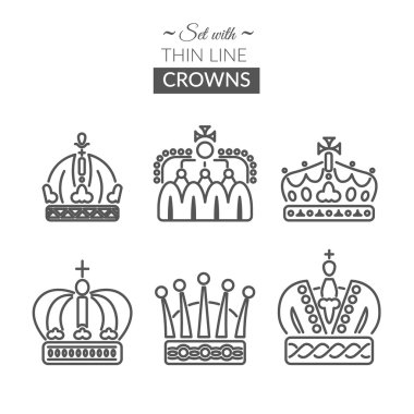 İnce çizgi kutsal kişilerin resmi ile farklı kron ile ayarla