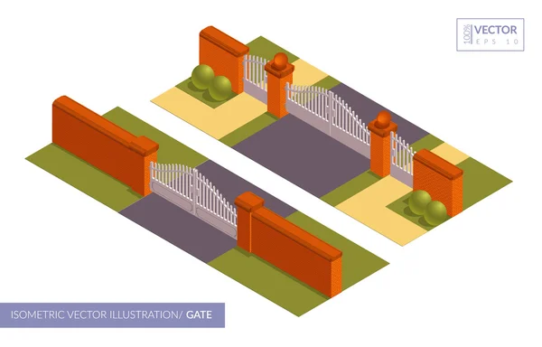 Puerta y valla. Elementos de diseño — Archivo Imágenes Vectoriales