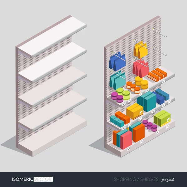 Tasarım tema alışveriş üzerinde öğeleri. Raflar