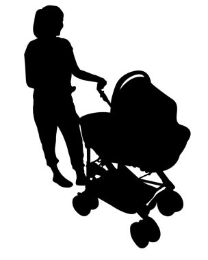 Anne ve Bebek arabasındaki bebek