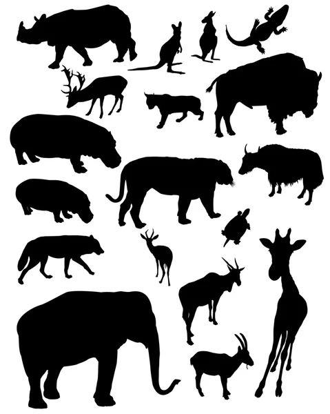 Siluetas de animales salvajes — Archivo Imágenes Vectoriales