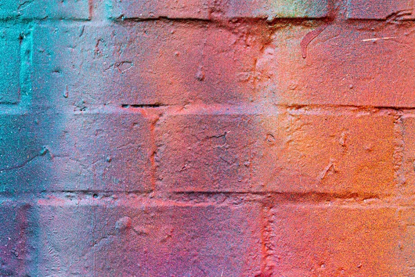 Een Fragment Van Kleurrijke Graffiti Geschilderd Een Bakstenen Muur Abstracte — Stockfoto