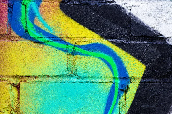 Ett Fragment Färggraffiti Målat Tegelvägg Abstrakt Bakgrund För Design — Stockfoto