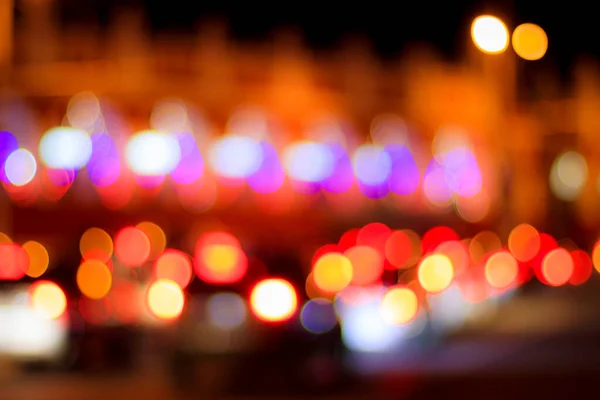 Blurred Lights Headlights Cars Lanterns Night City Abstract Bright Bokeh — Stock Photo, Image