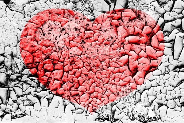 Cuore Rosso Una Struttura Incrinata Concetto Cuore Spezzato Fine Dell — Foto Stock