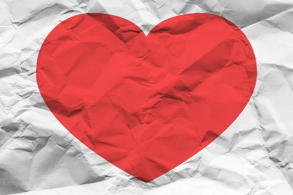 Rotes Herz Auf Zerknitterter Textur Das Konzept Von Gebrochenem Herzen — Stockfoto