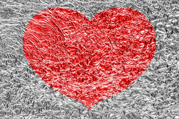 Czerwone Serce Pogniecionej Fakturze Koncepcja Złamanego Serca Koniec Miłości Rozczarowania — Zdjęcie stockowe