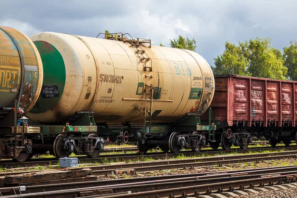 Russie Kaluga Octobre 2020 Chemin Fer Avec Rails Wagons Marchandises — Photo