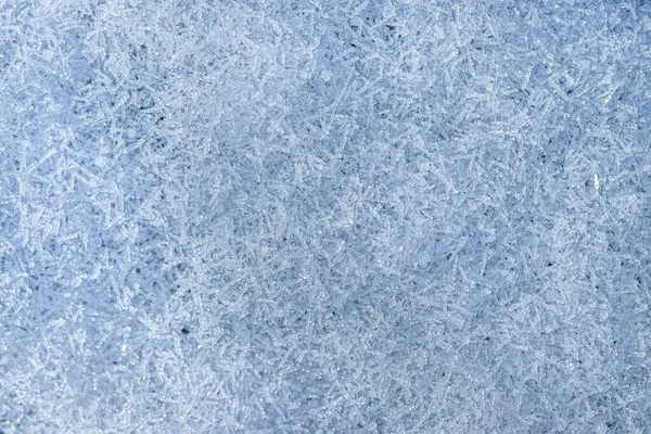 Κάτοψη Των Κρυστάλλων Χιονιού Φωτίζεται Από Φως Του Ήλιου Πυροβόλησε — Φωτογραφία Αρχείου