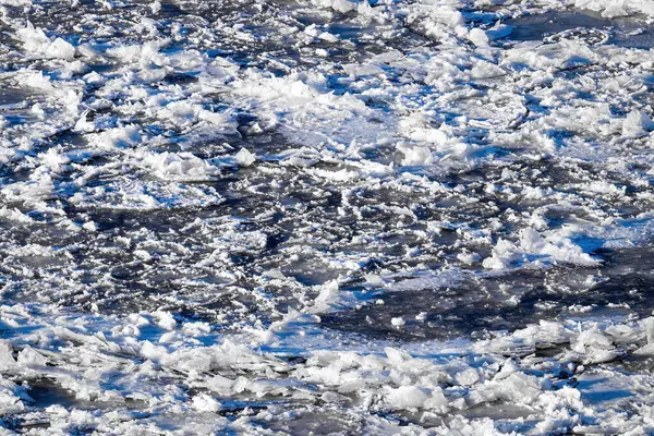 Sciogliere Ghiaccio Galleggiante Sul Fiume Una Giornata Sole Primaverile Texture — Foto Stock