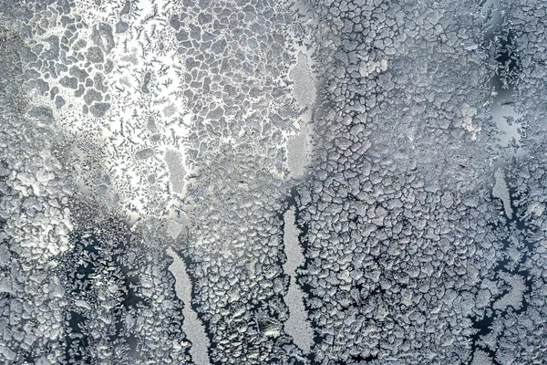 Textura Skla Pokrytá Zimě Mrazem Chladného Počasí Abstraktní Přírodní Pozadí — Stock fotografie