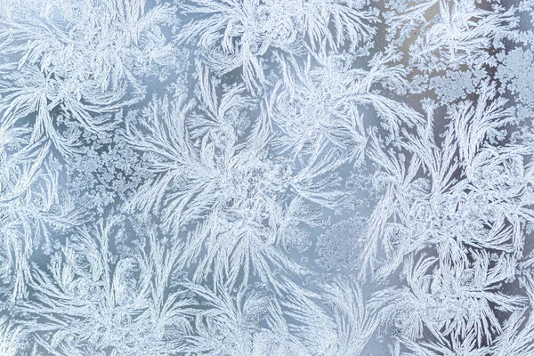 Textuur Van Het Glas Bedekt Met Vorst Winter Bij Koud — Stockfoto