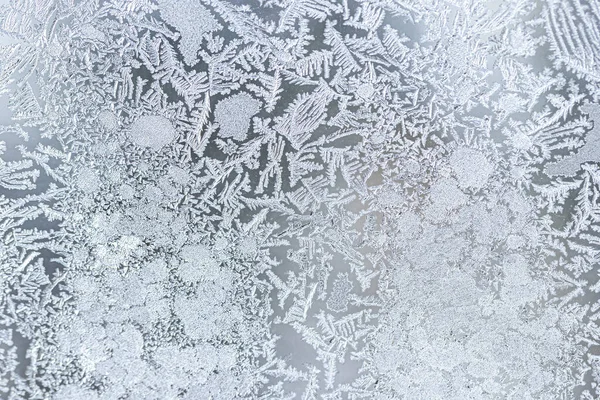 Textuur Van Het Glas Bedekt Met Vorst Winter Bij Koud — Stockfoto