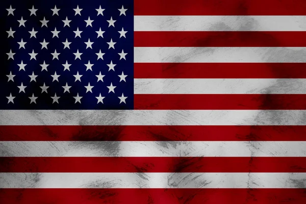 美国国旗在灰泥混凝土墙背景图上 — 图库照片