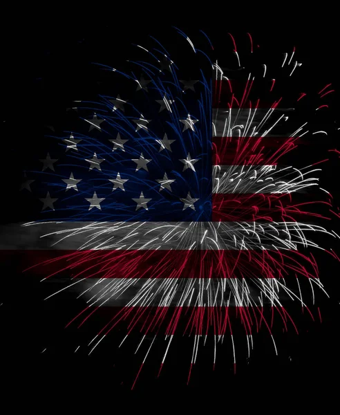 Függetlenség Napjának Megünneplése Amerikai Egyesült Államokban Amerikai Nemzeti Zászló Tűzijáték — Stock Fotó