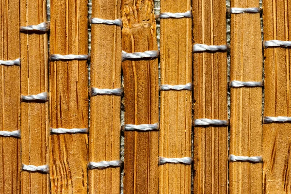 Fondo Tallos Bambú Entrelazados Con Hilos Textura Mantel — Foto de Stock
