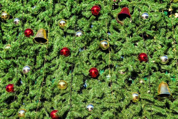 Christmas Toys Balls Artificial Spruce Xmas Abstract Background — Stock Photo, Image