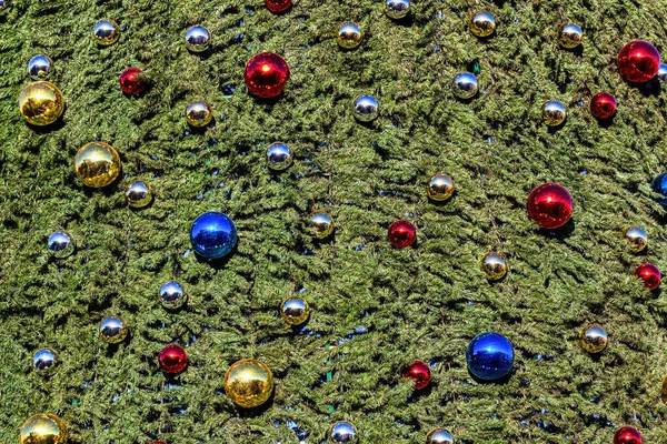 Різдвяні Іграшки Кульки Штучній Ялині Різдвяний Абстрактний Фон — стокове фото
