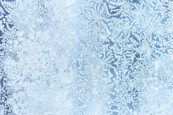 Textuur Van Het Glas Bedekt Met Vorst Winter Bij Koud — Stockfoto