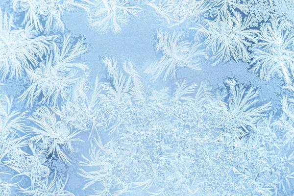 Textuur Van Het Glas Bedekt Met Vorst Winter Bij Koud — Stockfoto