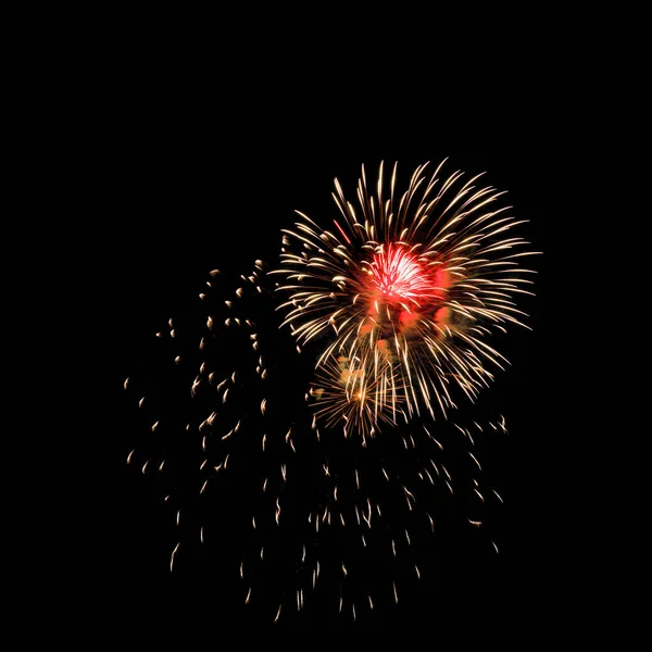 Colorful Fireworks Isolated Black Sky Background — Stock Photo, Image