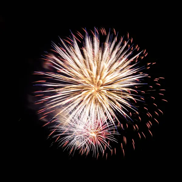 Colorful Celebration Fireworks Isolated Black Sky Background — Stock Photo, Image