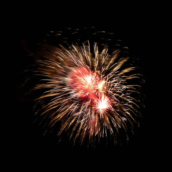 Colorful Celebration Fireworks Isolated Black Sky Background Stock Image