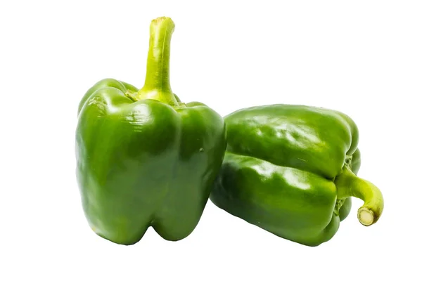 Fresh Green Peppers Isolated White Background — Stock Photo, Image