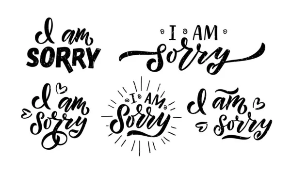 Hand sketched I am sorry lettering typography. Handwritten inspirational quote I am sorry. Hand drawn motivational quote. I am sorry lettering sign. Hand drawn motivational text. I am sorry logotype — Stock Vector