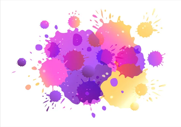 紫、ピンク、黄色のベクトル水彩の背景。質感の背景に水彩が浮かび上がります。カード、バナー、ポスターのための水冷の背景。抽象的な手塗りの正方形の汚れの背景。EPS 10 — ストックベクタ