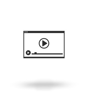 Düz tek renkli video siyah simgesi, vektör sanat