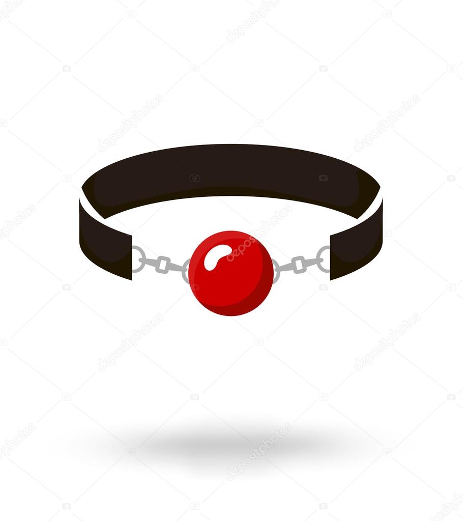 Silhouette silicone ball gag with a leather belt, vector  image
