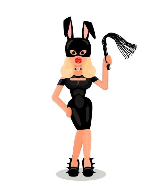 Jolie dominatrice BDSM sexy en robe de latex et oreilles de lapin — Image vectorielle