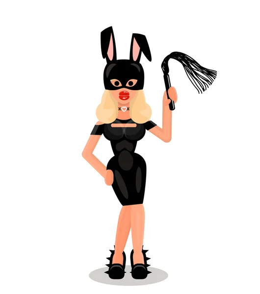 Bdsm dominatrix muito sexy em vestido de látex e orelhas de coelho Ilustrações De Stock Royalty-Free