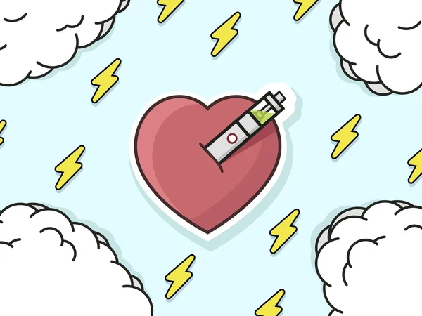 Ilustração de um coração perfurado de cigarro eletrônico, amor vaping, coração vape, arte vetorial plana —  Vetores de Stock