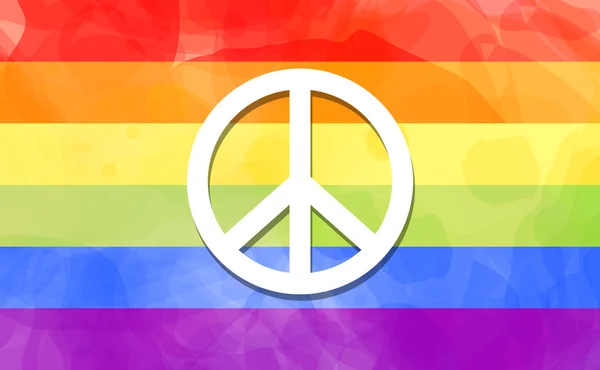 Lgbt 运动自豪感的象征，在彩虹的颜色自由的旗帜，抽象水彩画画的风格仿矢量背景上和平的标志 — 图库矢量图片