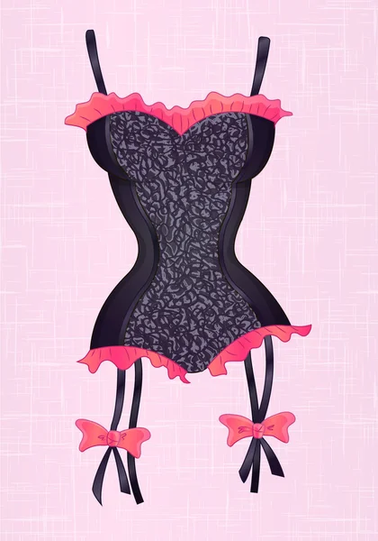 Sexy fashion vrouwelijke lingerie, erotische vetersluiting korset — Stockvector