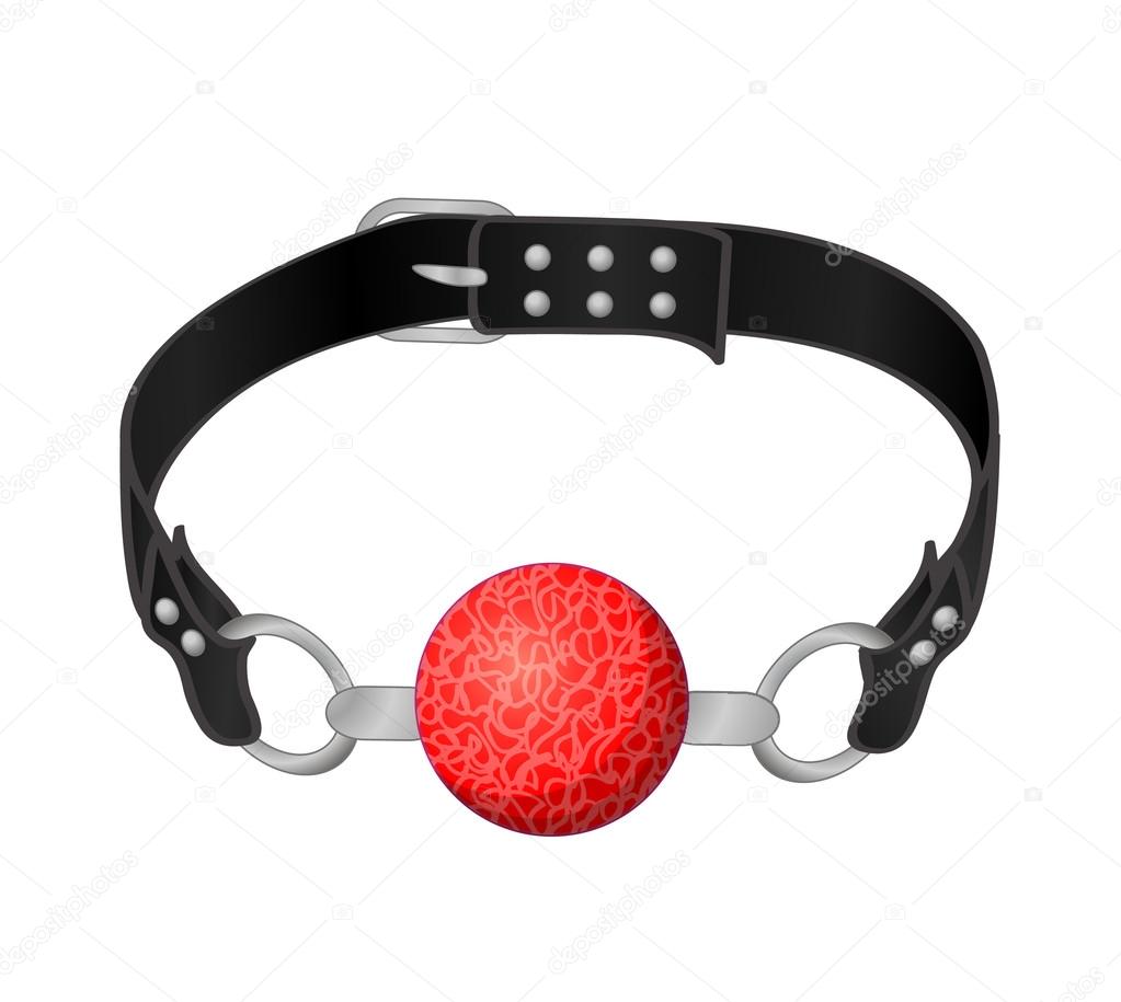 Red Silicone Ball Gag with a leather belt Stock Vector by  image
