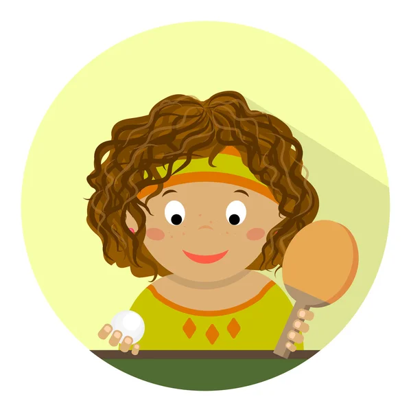 Malá holčička hraje stolní tenis. Úroky, sport, koníčky, dítě. Ploché — Stockový vektor