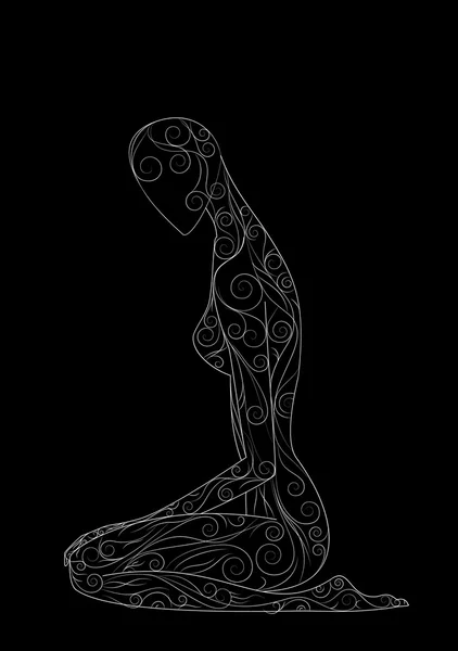 Sketch of a girl sitting hugging her knees — Stock Vector © Artex67